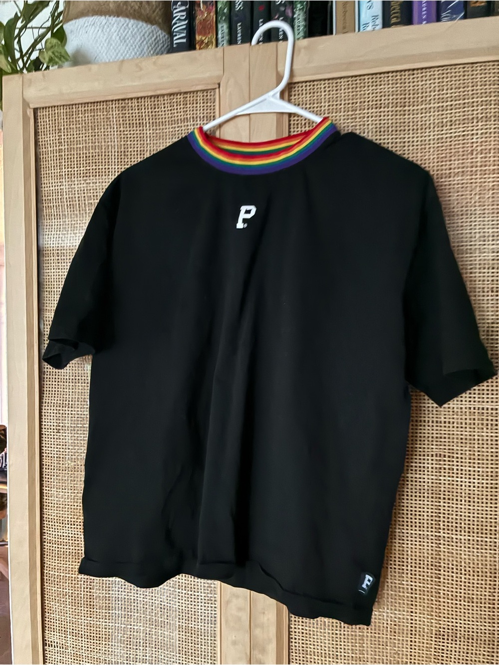 Portland Gear Tee with Rainbow Ribbed Collar